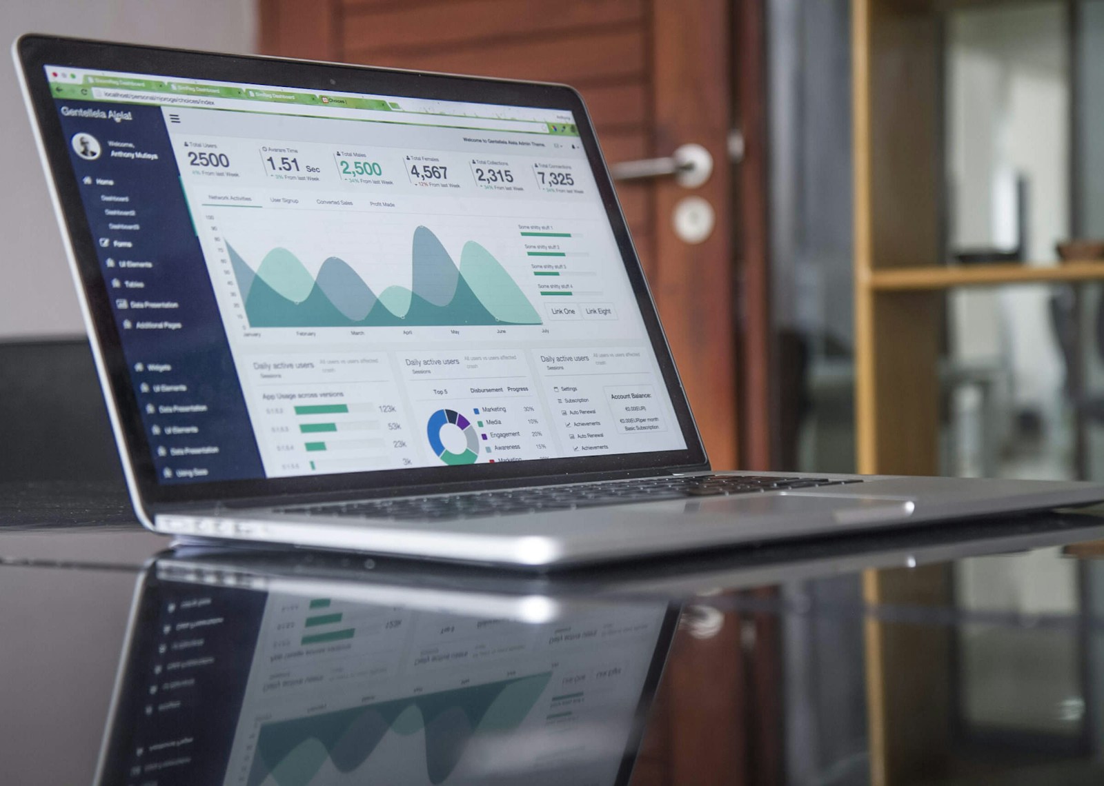 Illustrative stock photograph of a data analysis workspace
